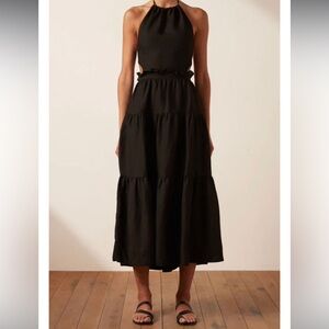 Shona Joy Rubi Linen Backless Midi Dress